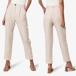 Mara Hoffman linen striped Striped camel cream Dita Pants Sz 8
